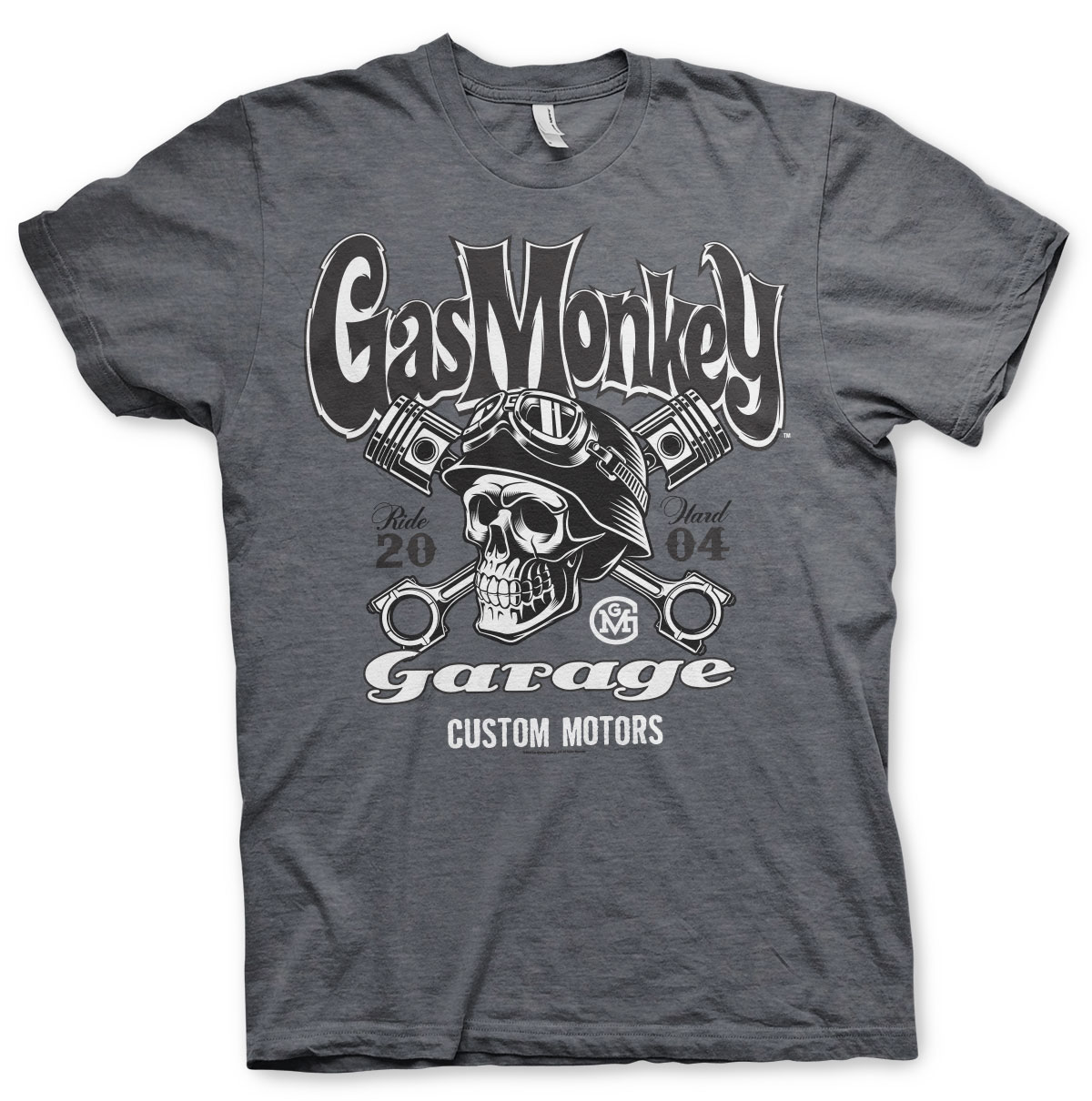 Gas Monkey Garage T-Shirt "Custom Motors Skull" - grau