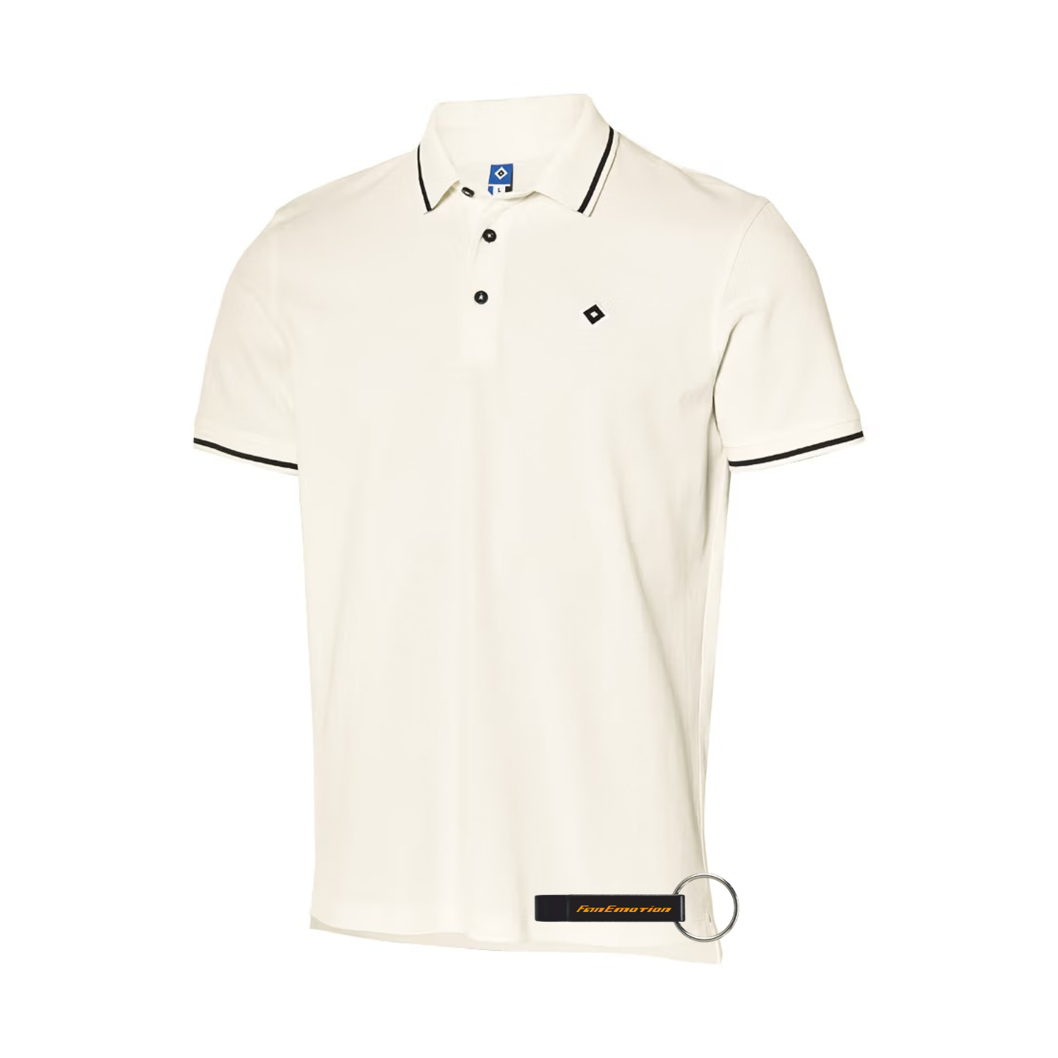 HSV Poloshirt "Gunther" - weiß + FanEmotion Flaschenöffner - Set