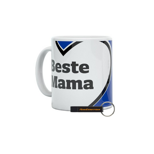 HSV Tasse "Beste Mama" mit Herz + FanEmotion Flaschenöffner