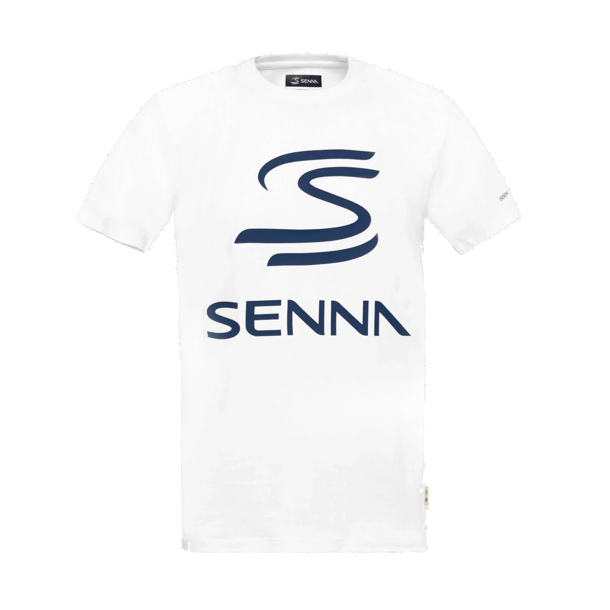 Ayrton Senna T-Shirt mit Doppel-S Logo in weiß