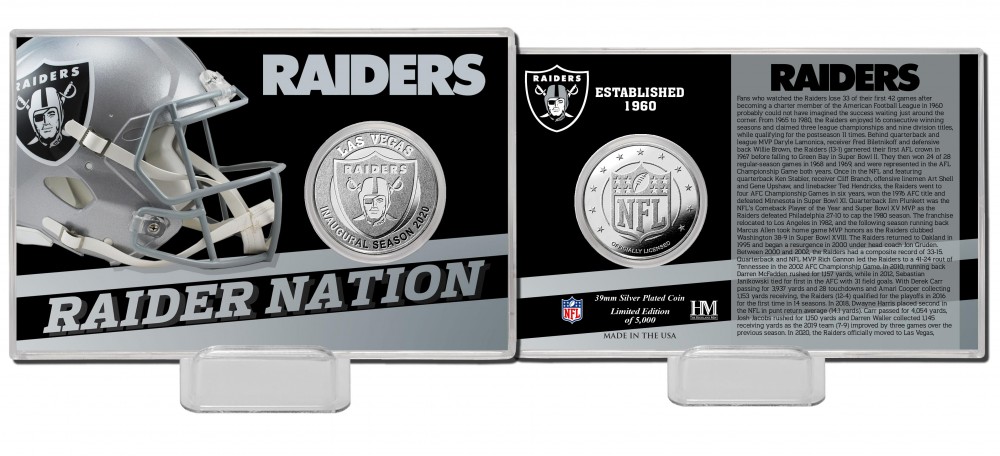 Las Vegas Raiders Team History Silver Coin Card