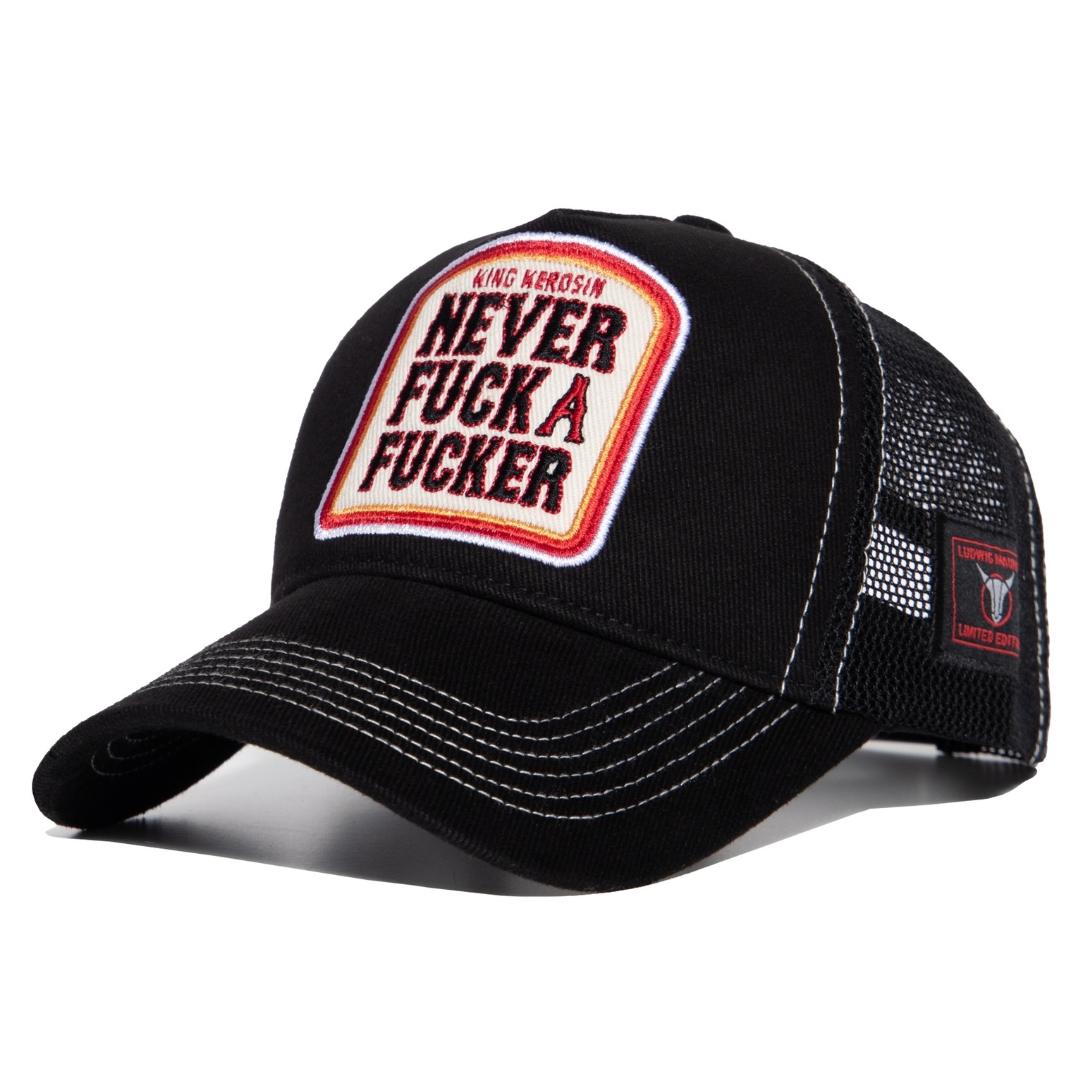 King Kerosin Trucker Cap "Never Fuck a Fucker" - schwarz