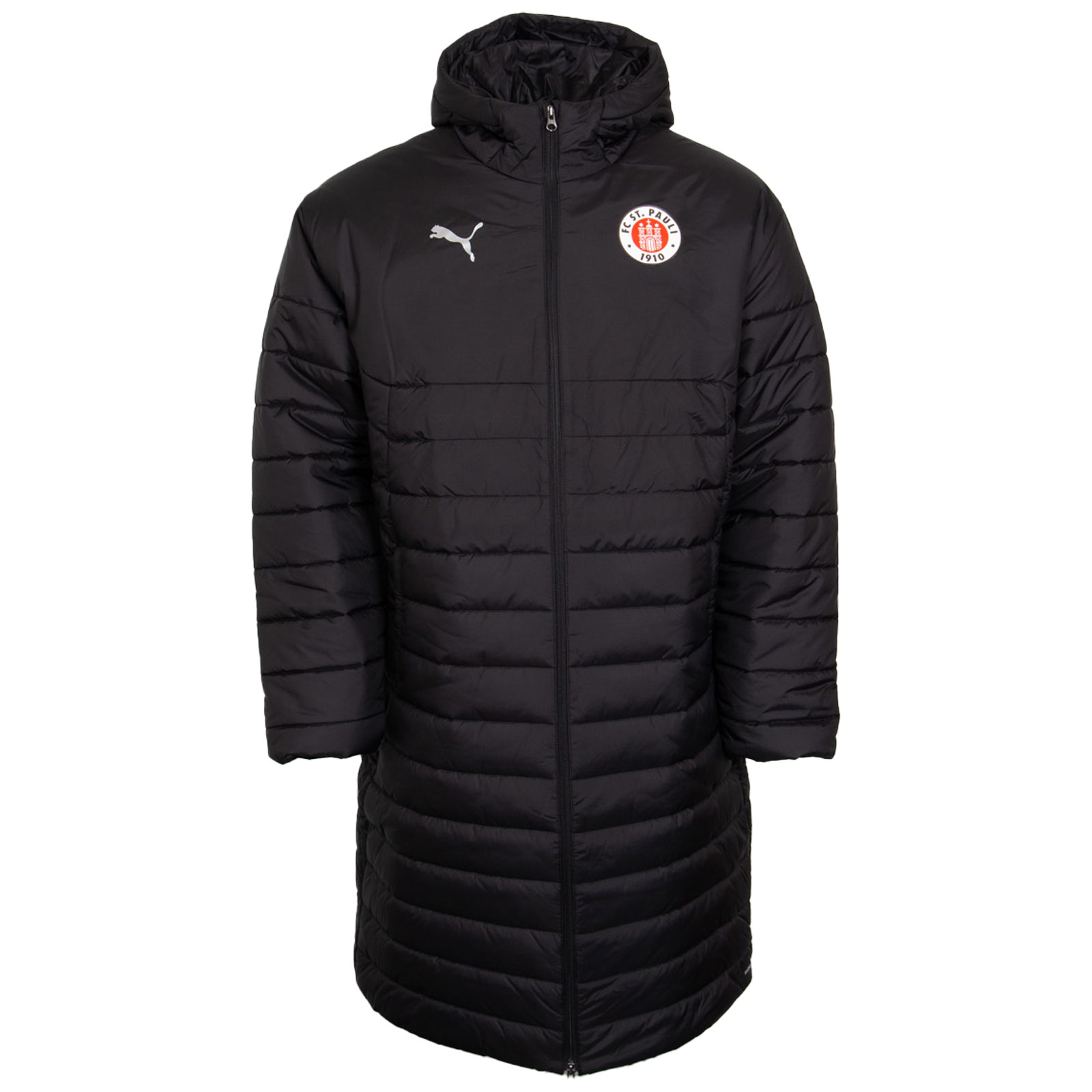 FC St. Pauli - PUMA Steppjacke Logo lang mit Kapuze - schwarz