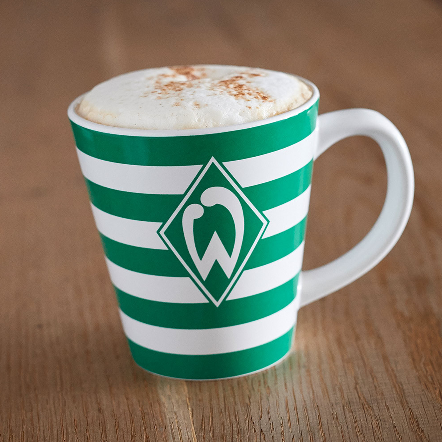 SV Werder Bremen Tasse mit streifen in Vereinsfarben und Vereinswappen 