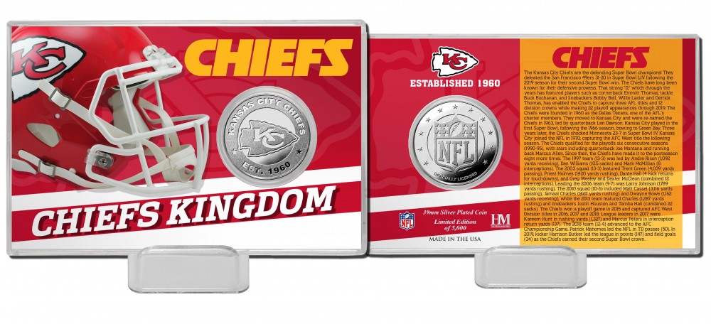 Kansas City Chiefs Team History Silver Coin Card