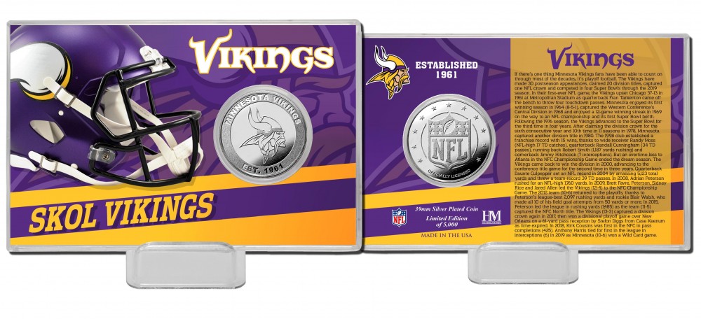 Minnesota Vikings Team History Silver Coin Card