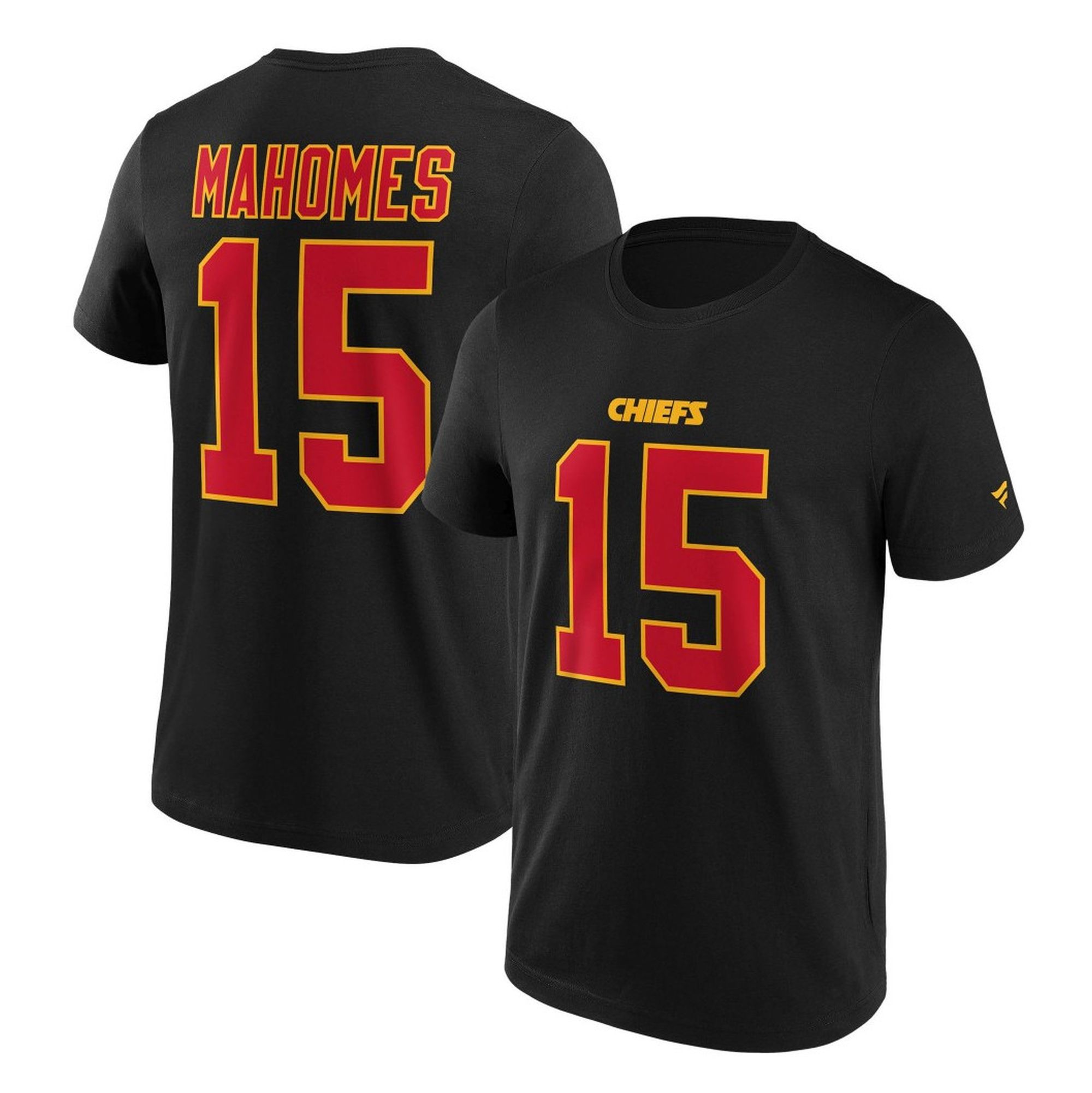 Kansas City Chiefs Mahomes #15 T-Shirt Front- & Backprint - schwarz