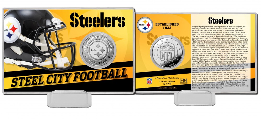 Pittsburgh Steelers Team History Silver Coin Card