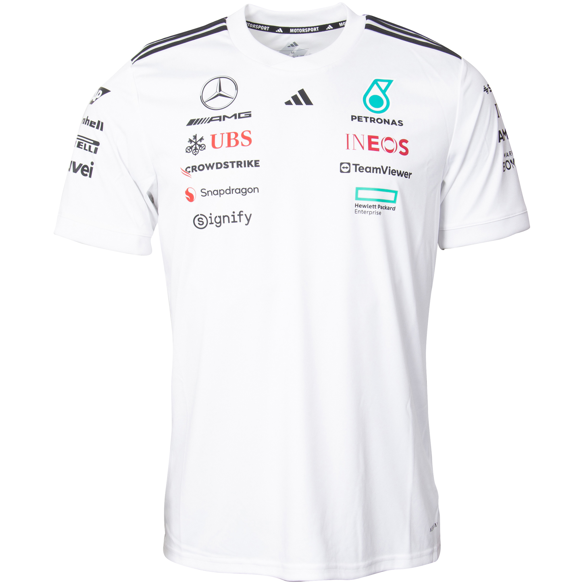 Mercedes AMG Petronas Adidas Team T-Shirt mit Rückenprint - weiß
