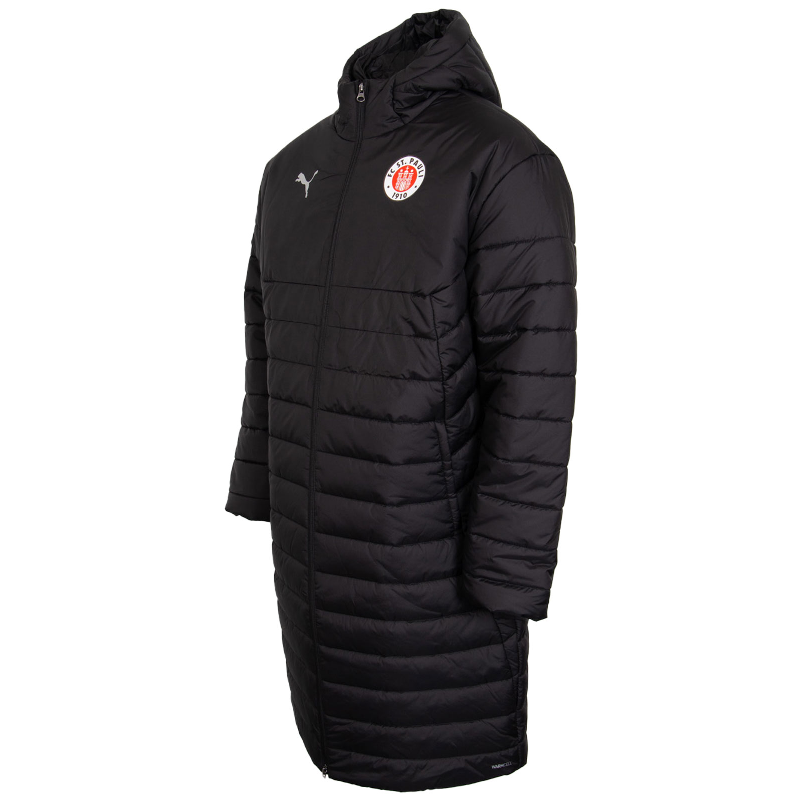 FC St. Pauli - PUMA Steppjacke Logo lang mit Kapuze - schwarz