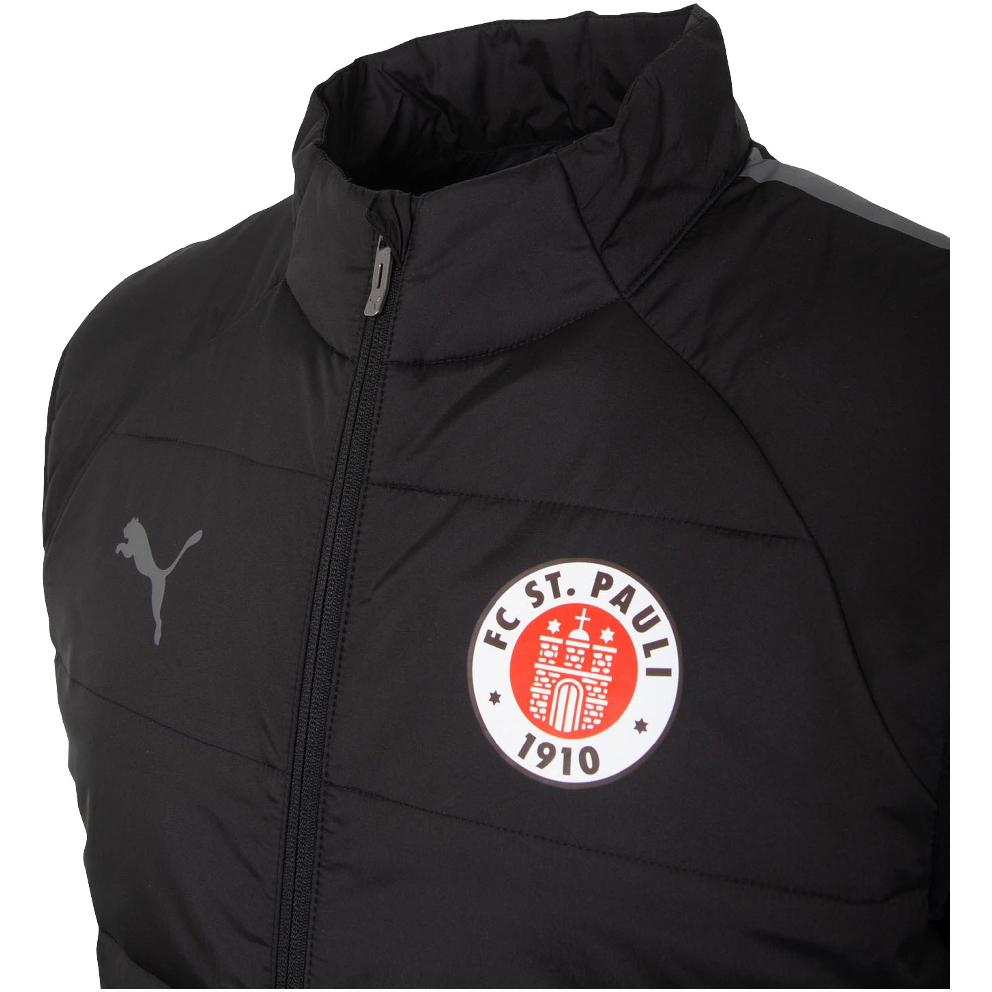 FC St. Pauli - PUMA Steppweste Logo mit Stehkragen - schwarz 