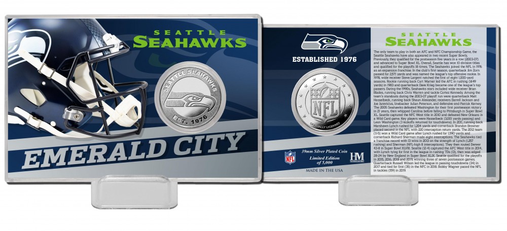 Seattle Seahawks Team History Silver Coin Card