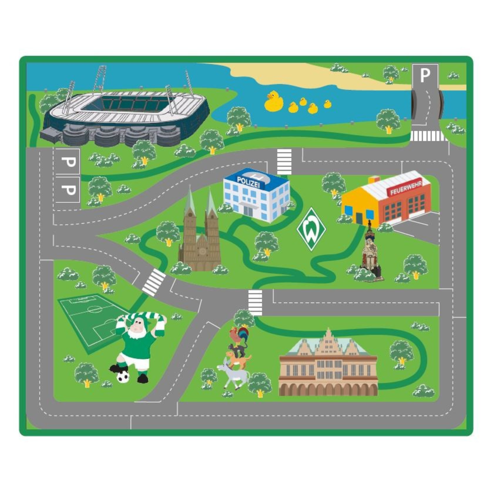 SV Werder Bremen Spielteppich Hansestadt Bremen 100x120cm - multicolor