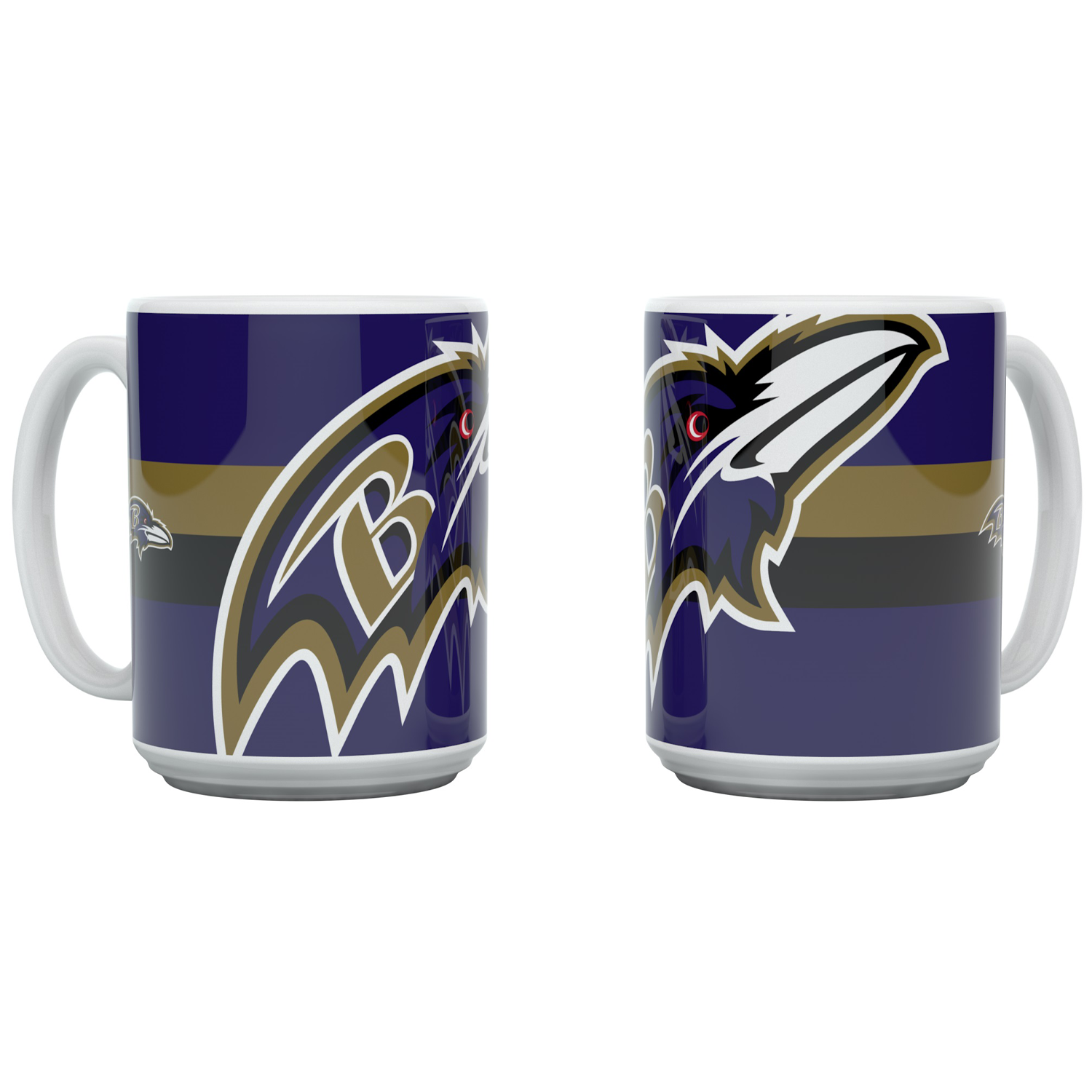 Baltimore Ravens NFL Tasse "Triple Logo" Streifen 450 ml - Teamfarben