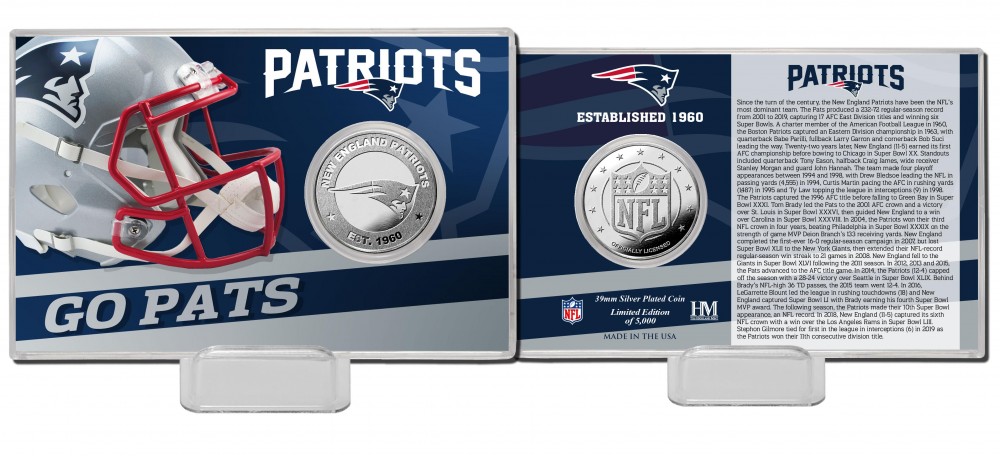 New England Patriots Team History Silver Coin Card
