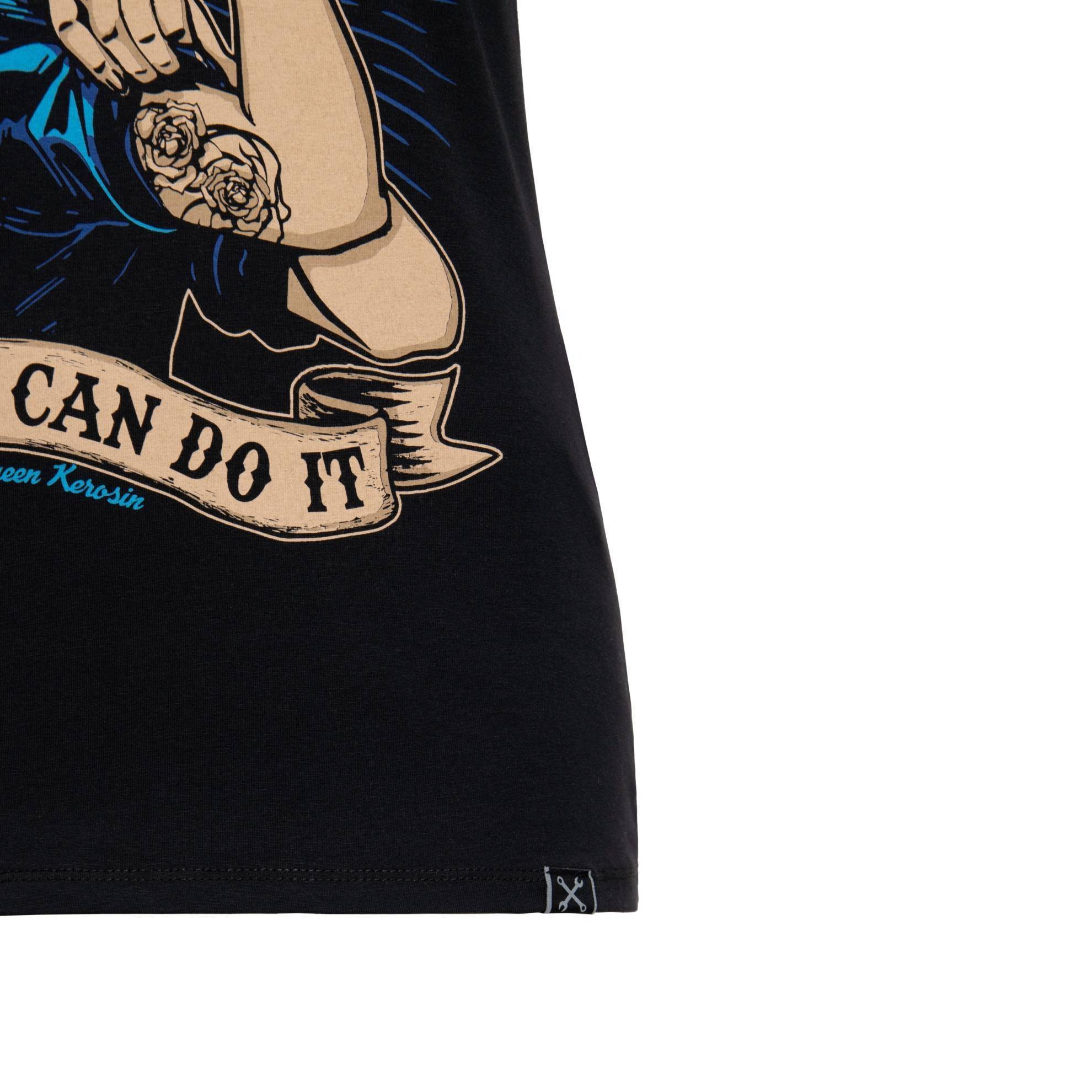 Queen Kerosin Damen T-Shirt "We Can Do It" - schwarz