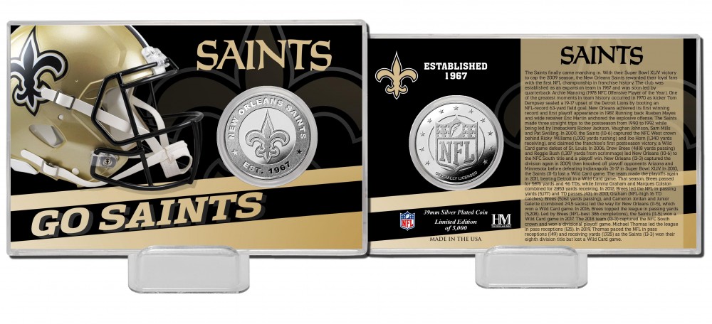 New Orleans Saints Team History Silver Coin Card