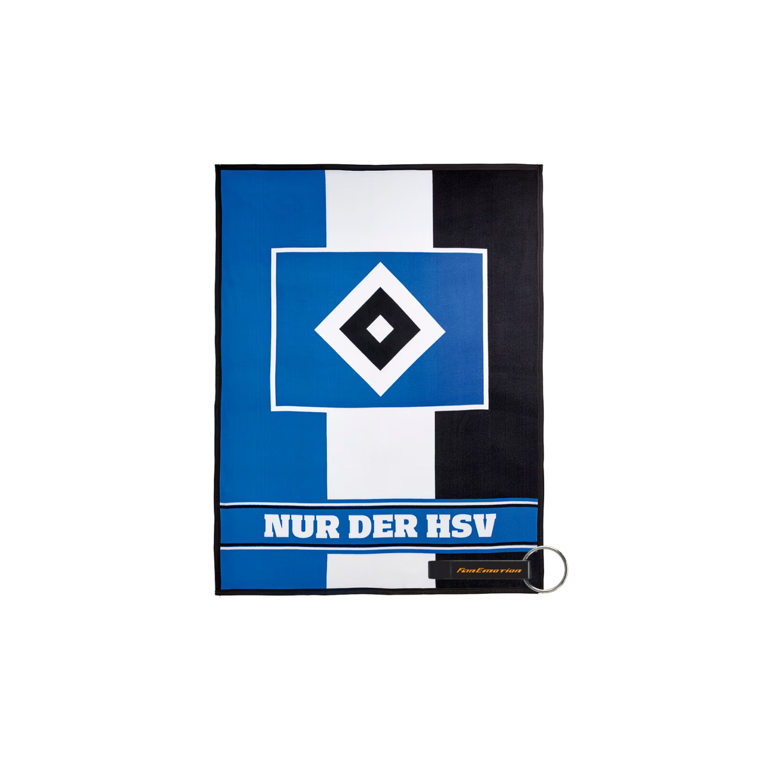 HSV Fleecedecke Blockstreifen 150x200cm + FanEmotion Flaschenöffner - Set